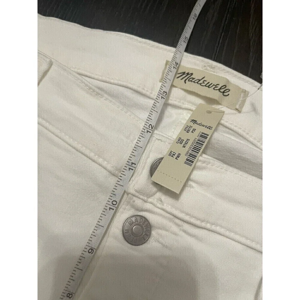 MADEWELL High Rise Skinny Jeans US 20P Size 35 Petite White NEW Step‎ Frayed Hem